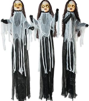 Light Up Halloween Outdoor Spooky Dolls - Set of 3 Yard Decorations - 5 Feet Tall