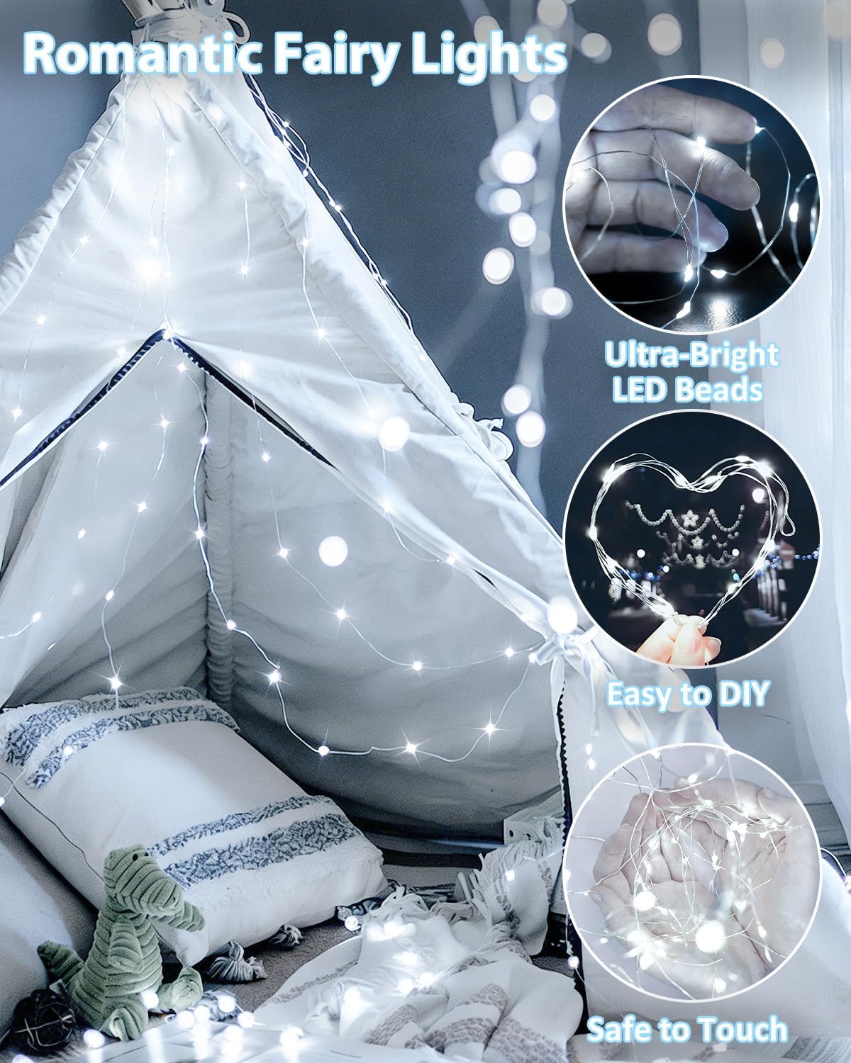 Review: 4-Pack Waterproof Battery Fairy Lights with Timer, 20ft Cool White LED (77 characters) - Image 2