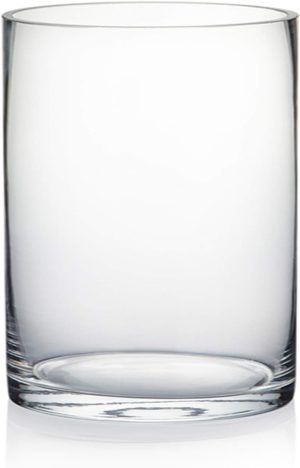 WGV Quality Thick Cylinder Vase, Width 6", Height 8", Clear Glass Container Terrarium Candle Holder for Wedding Centerpiece, Event, Home Decor, 1 Piece