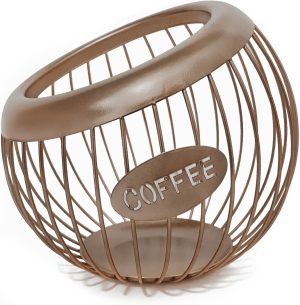 AIYICIII K-Cup Holder, Large Capacity K-Cup Organizer for Counter, Coffee Bar Accessories, Metal Coffee Pods Storage (Brown)