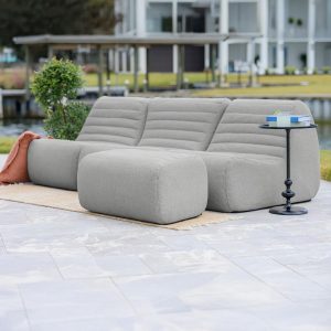 Big Joe Solvana Outdoor Sectional, 4 Piece Patio Furniture Set, Performance Linen Weather-Resistant Fabric Sofa, Port Gray