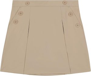 Nautica Girls' School Uniform Pull-on Scooter Skirt With Undershorts, Poplin Style With Button Pockets