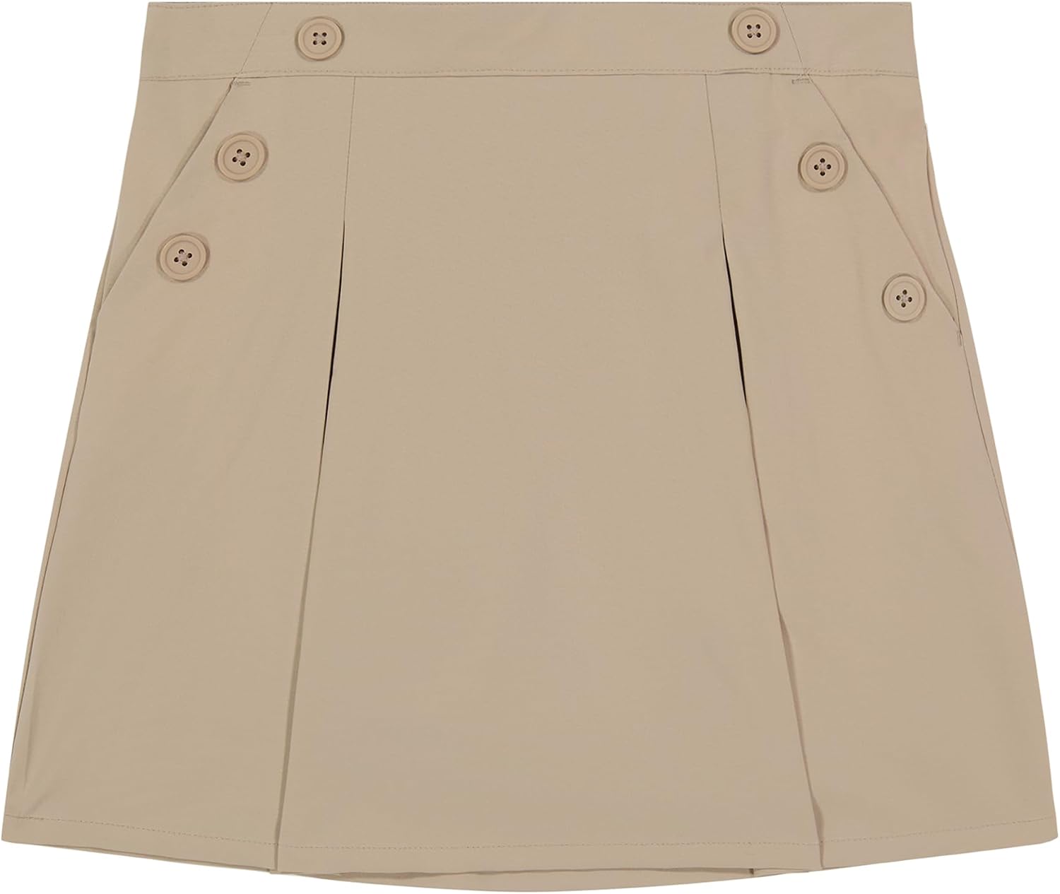 Nautica Girls' School Uniform Pull-on Scooter Skirt With Undershorts, Poplin Style With Button Pockets