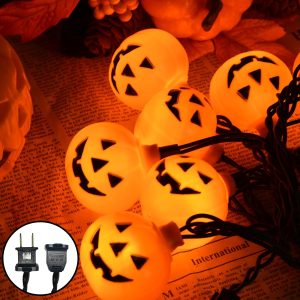Halloween LED Pumpkin Lights - 8.5Ft Jack O Lantern Pumpkin String Lights with 10 LED Jack O Lantern Lights, for Indoor Outdoor Halloween Decorations for Home Party Yard Patio Tree, 0.07W