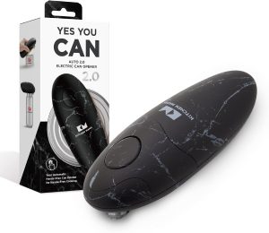 Kitchen Mama Auto 2.0 Electric Can Opener, Marble Black | Refined Blade, Automatic Hands Free, Smooth Edge, Food-Safe, Battery Operated
