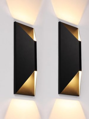 LEONLITE 2-Pack Dimmable LED Up Down Wall Light, 100-277V, CRI 90+, 3000K | 10%-100% Dimmable, IP65 Waterproof, 14 Inch Modern Porch Light, for Commercial Outdoor, Exterior Wall Sconce