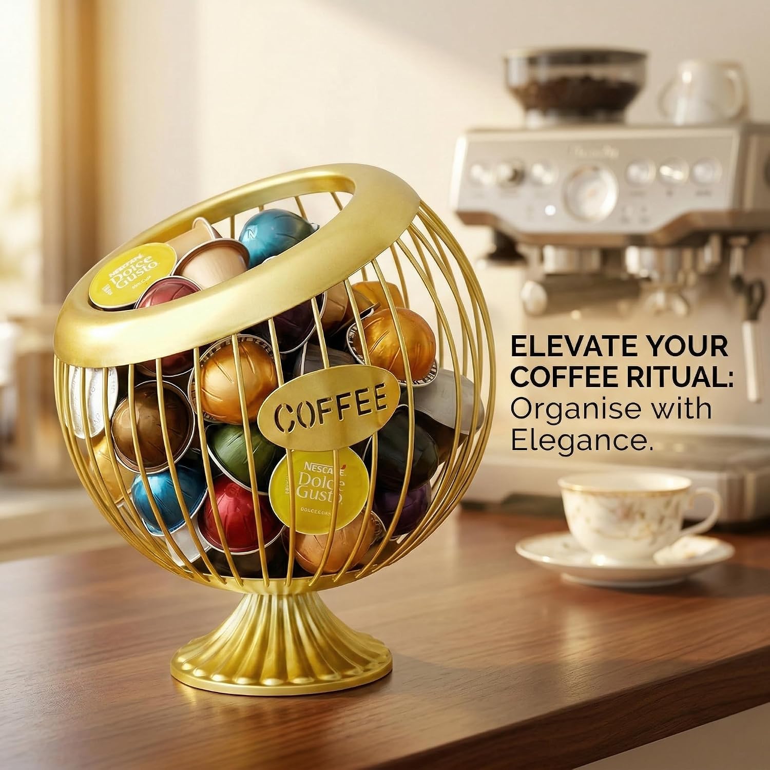 Review: Large Tall Gold Metal Pod Organizer for Keurig & Nespresso - Image 2