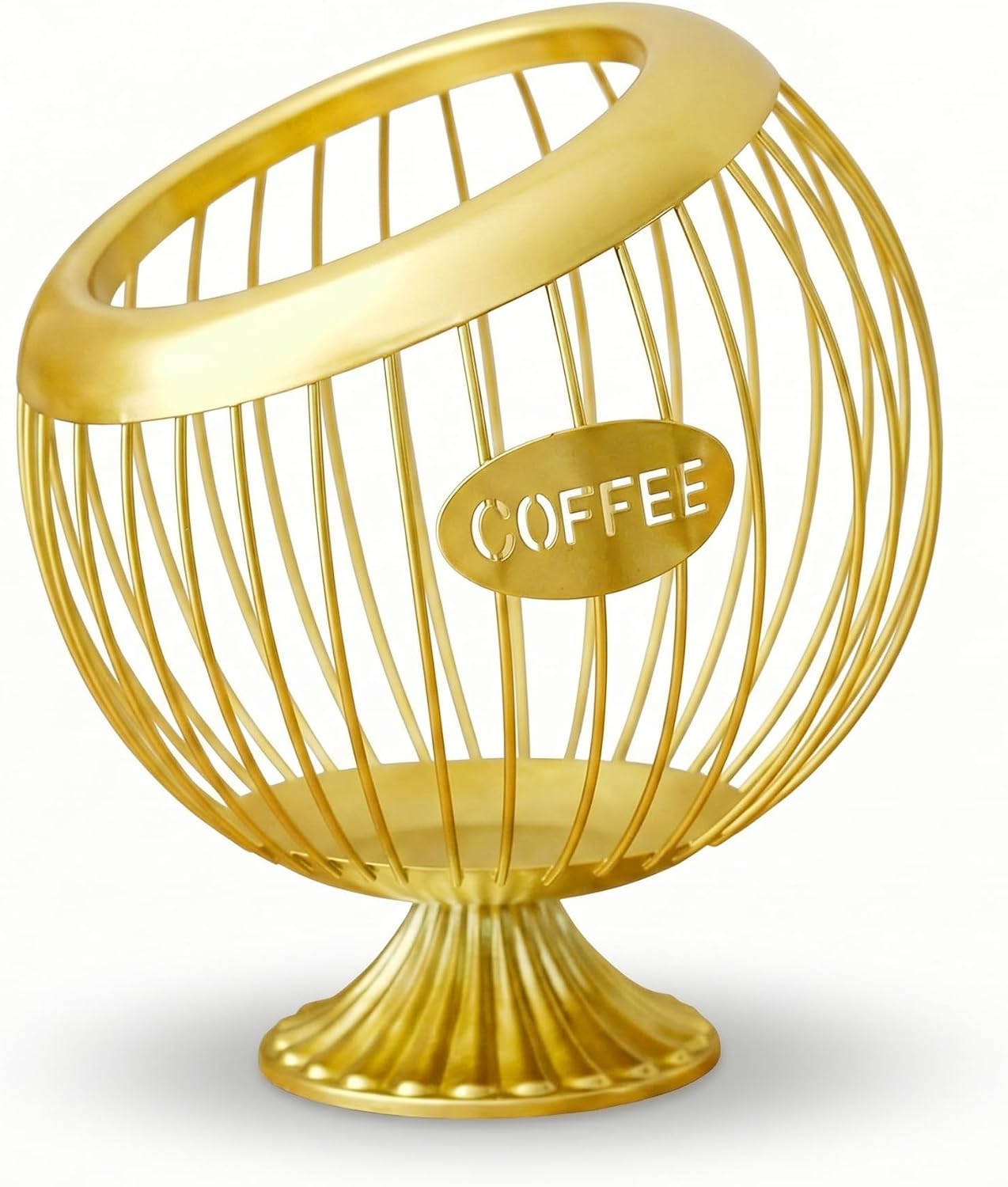 AIYICIII Tall Coffee Pod Holder with Base - Large Capacity Keurig K-Cup & Nespresso Vertuo Organizer, Metal Coffee Pod Storage, Coffee Bar Accessories and Decor (Tall - Gold)