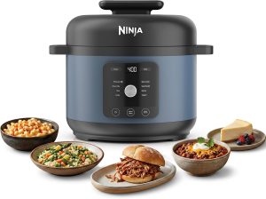 Ninja® HyperHeat™ 9-in-1 Pressure Cooker, 6.5-qt, Blue Macaron, PC201 | Cooks 2X faster, Sear, Sauté, Slow Cook, Steam & Sous Vide, 1200W, PFAS-free pot, removable SimpliServe™ pot for easy serving