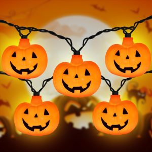 Halloween String Lights - LED Jack O Lantern Lights with Cute Spooky Smiling, 8.5Ft LED Pumpkin Lights Outdoor Plug in for Fall Halloween Decorations Indoor Outdoor Home Mantel Party Decor, 0.07W