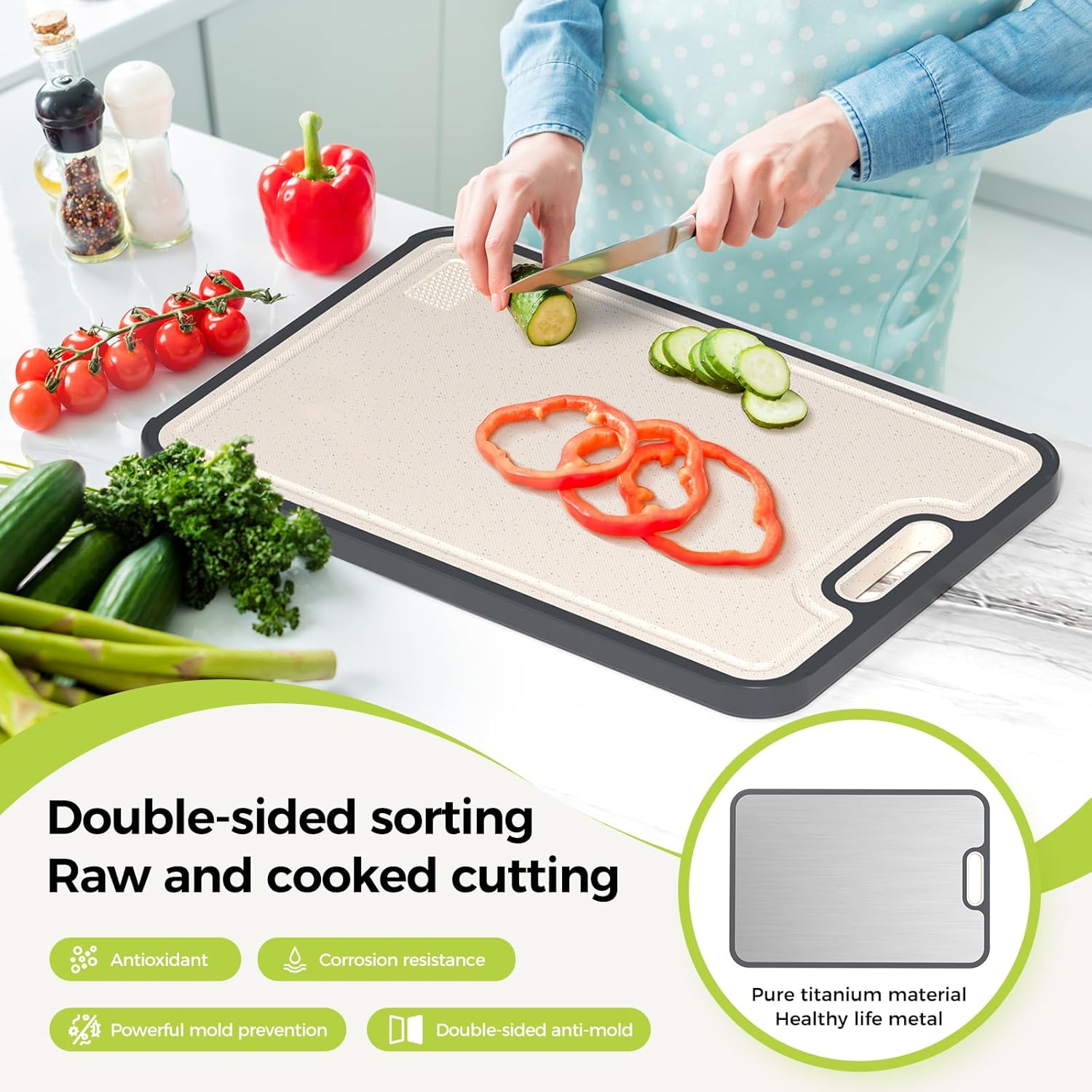 Review: Titanium/PP Kitchen Cutting Boards. Double-Sided, Food Grade & Easy Clean. - Image 2