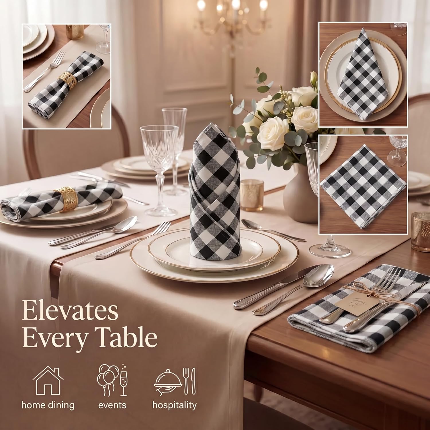 Review: Urban Villa Black Check Cotton Napkins (12-pack, 20x20) for Thanksgiving - Image 2