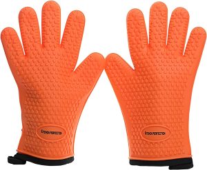 KITCHEN PERFECTION Silicone Smoker BBQ Gloves - Heat Resistant Oven Mitts | Waterproof, 5-Finger Design For A Better Grip, for Pitmasters, Meat Smoking, Grilling, Cooking, Frying Turkey | Grill Gift