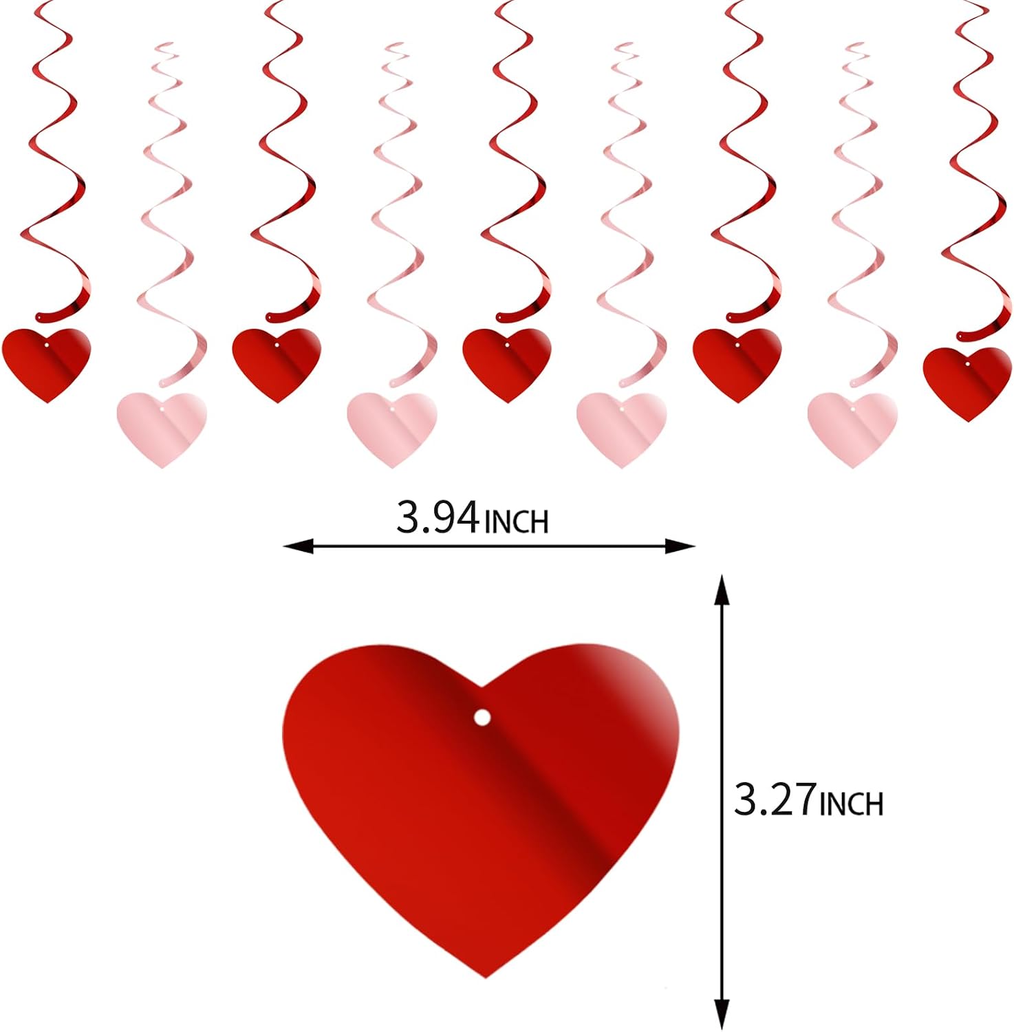 Romantic 18pc Red-Pink Heart Swirl Garland for Valentine's Day & Events - Image 2