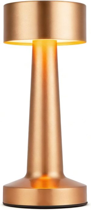 HPUFKOT Portable LED Table Lamp, 3-Levels Brightness Metal Desk Lamp,3 Color Touch Control Rechargeable Lamp, Ideal Bedside Lamp for Nightstand,Bedroom, Living Room (Rose Gold)