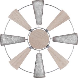 Farmhouse Wall Decor, 11" Wood Metal Windmill Wall Art for Rustic Farmhouse Decor, Western Country Home Decor for Kitchen, Living Room, Bathroom, House