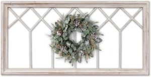 Sintosin Rustic Wood Window Frame Wall Decor 40 x 20 inches, Washable White | Hanging Farmhouse Faux Windows Frames for Walls, Decorative Wall Art for Living Room Bedroom Hallway Christmas