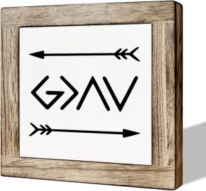 Rustic Wood Sign, Gallery Decors Art, Modern Farmhouse Home Decor, Cafe Bar Decor, Farmhouse Table Shelf Decoration, Decorative Wooden Box Sign 5.9×5.9×0.7inches
