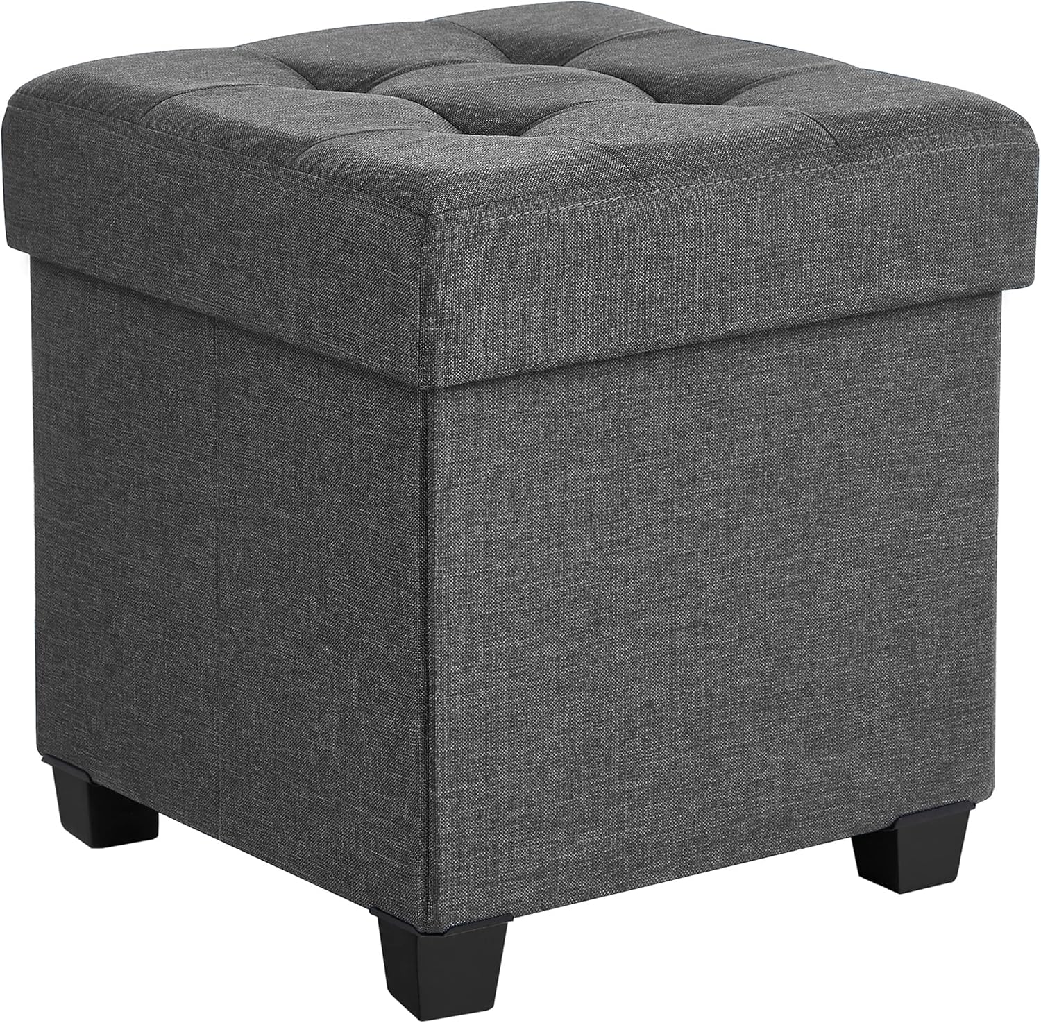SONGMICS Storage Ottoman, Small Ottoman Foot Rest with Legs, 15 x 15 x 15.7 Inches Foot Stool, Load up to 660 lb, for Living Room, Bedroom, Dorm, Dark Gray ULSF14GYZ