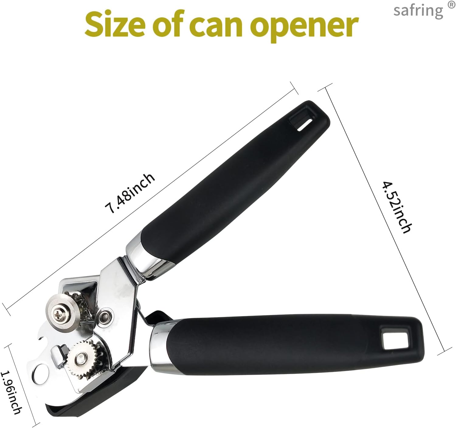 Safring Heavy Duty Manual Can Opener, SS, Ergonomic Handle, Smooth Edge Cut, Bottle Opener. - Image 2