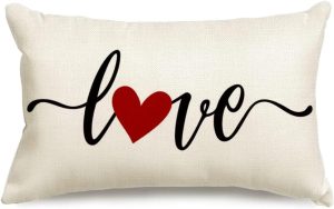 RABUSOFA Valentines Day Decor Red Heart Pillow Covers 12x20,Lumbar Valentines Day Throw Pillow Covers,Single Love Pillow Cases Valentine Decorations for Home Couch