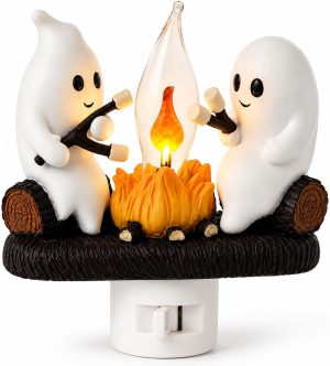 Halloween Ghost Bubble Bath Night Light, Spooky Ghost Lamp for Bathroom, Bedroom Reading & Indoor Halloween Party Desk Ornament (D#Ghost)
