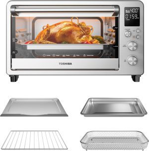 TOSHIBA ChefFry Air Fryer Toaster Oven Combo, 26.4-Quart, Stainless Steel | Bake, Broil, Pizza & Dehydrate, with Toast