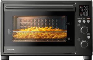 TOSHIBA ChefFry Air Fryer Toaster Oven Combo, 34QT, 1750W, Stainless Steel | 12-in-1 Convection Countertop Oven, Master Pizza Modes Design with Exclusive Dual-Temp Tech