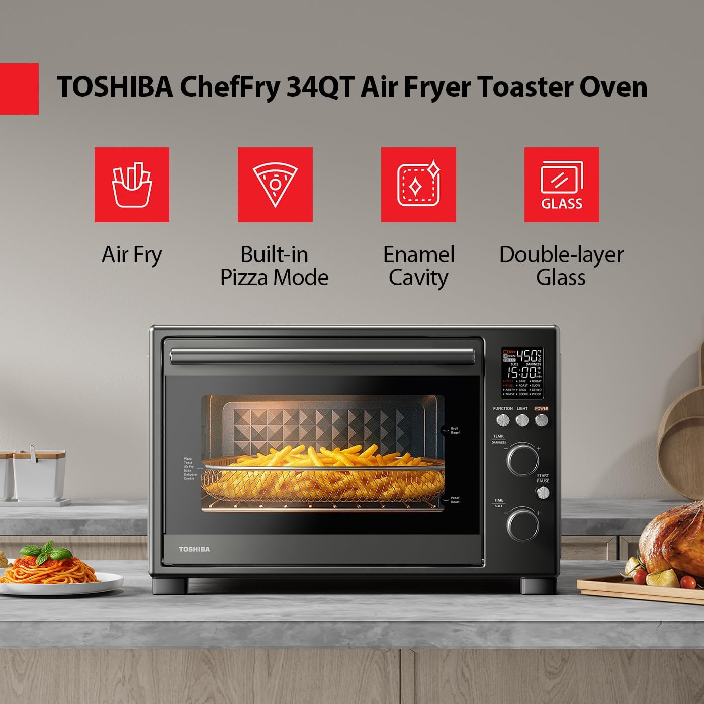 toshiba cheffry 34qt 12 in 1 air fryer toaster oven combo dual temp pizza convection.jpg
