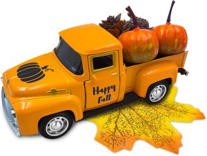 Thanksgiving Fall Decorations Indoor Farmhouse Vintage Metal Truck | Mini Fake Pumpkins Acorn Pine Cones Harvest Decor for Fall Tiered Tray Thanksgiving Centerpieces for Table Home Kitchen Party