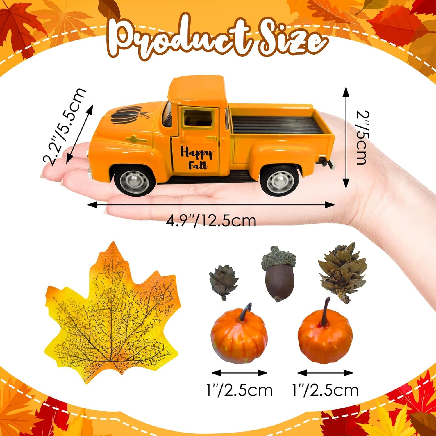 Thanksgiving Farmhouse Truck Decor Set: Pumpkins, Cones for Tiered Tray/Table (79 characters) - Image 2