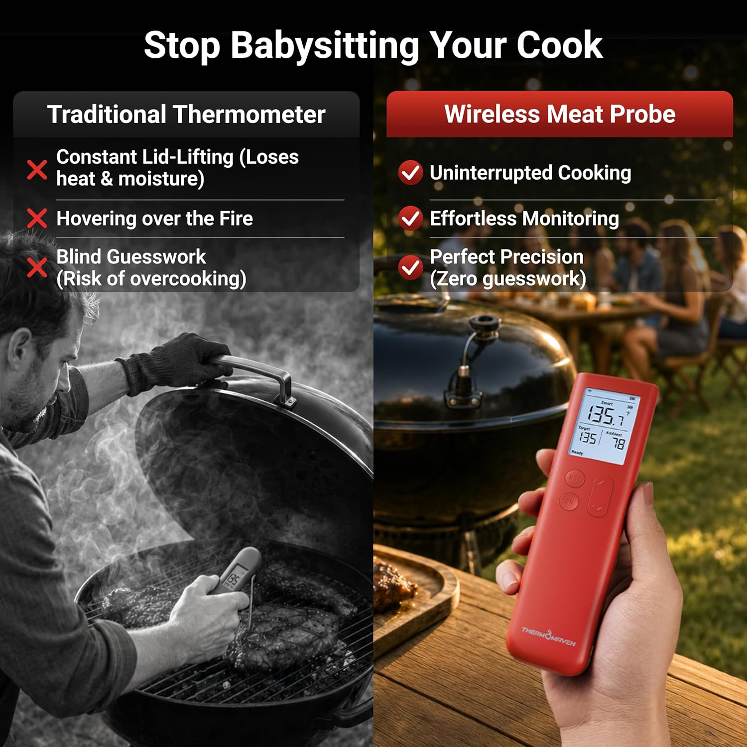 ThermoMaven Smart WiFi Meat Thermometer: Enhanced Signal, Pro Accuracy for BBQ & Oven. - Image 2