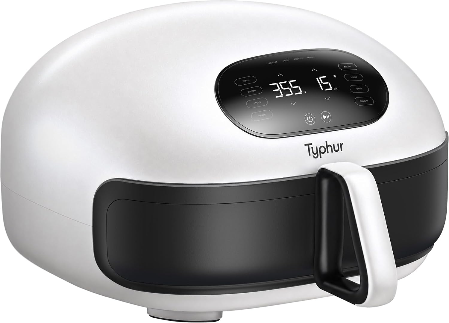 Typhur Dome 2 Large AI Smart Air Fryer, 15-in-1 Dual Heating, Self-Cleaning | Top & Bottom Heating | PFAS-Free Ceramic Basket | Fits 12" Pizza or Steaks | Whisper-Quiet | Dishwasher Safe | Pearl | 120V