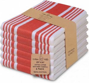 Urban Villa Kitchen Towels Cotton Dish Towels 20”x30” (Set of 6) Chillired