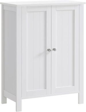 VASAGLE Floor Storage Cabinet, Freestanding Storage Unit with 2 Adjustable Shelves, for Bathroom Living Room Dining Kitchen, 11.8 x 23.6 x 31.5 Inches, Cloud White UBCB60WV1