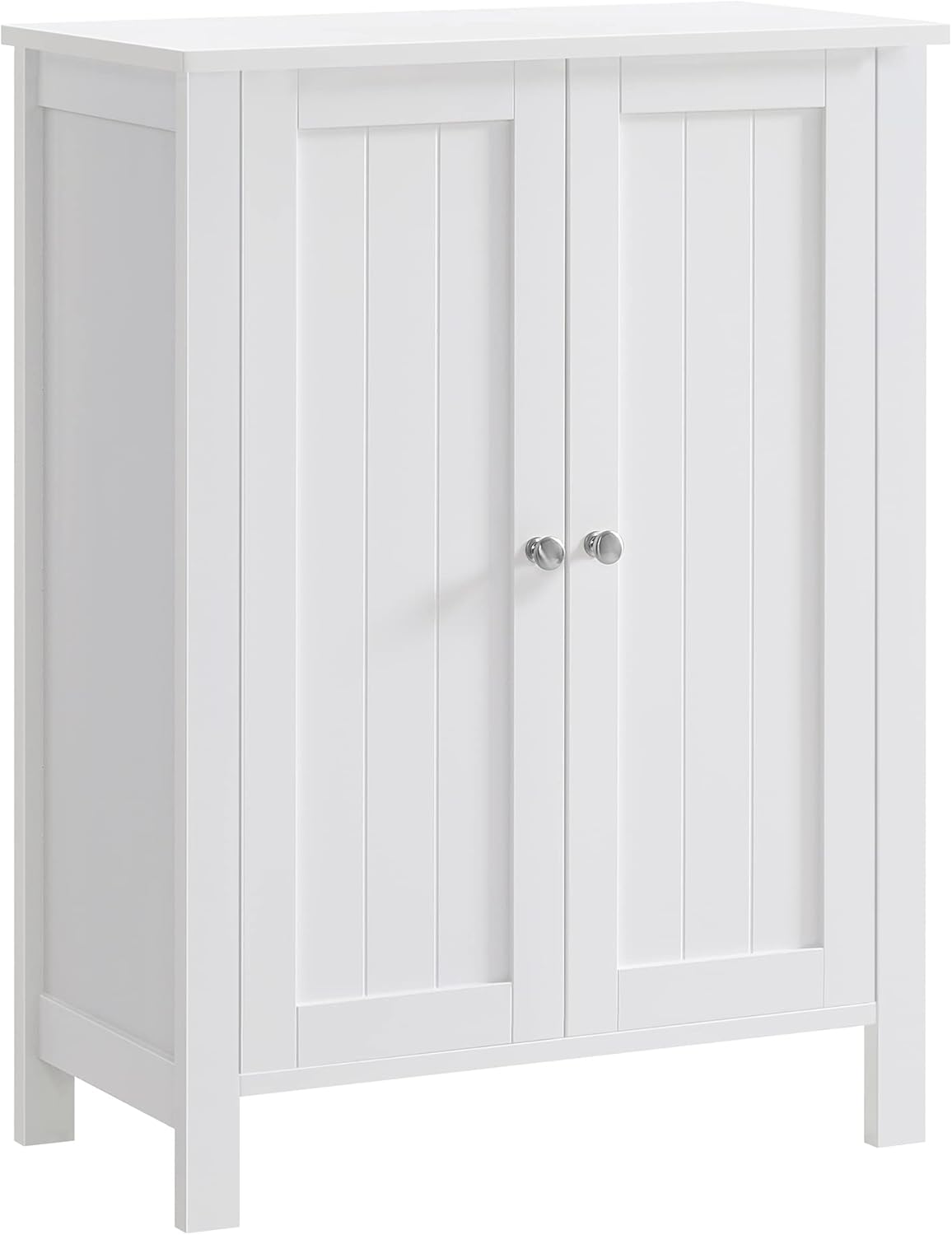 VASAGLE Floor Storage Cabinet, Freestanding Storage Unit with 2 Adjustable Shelves, for Bathroom Living Room Dining Kitchen, 11.8 x 23.6 x 31.5 Inches, Cloud White UBCB60WV1
