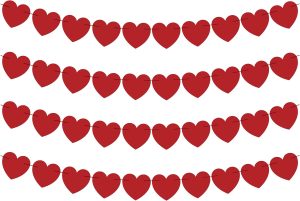 OHOME Valentines Day Decorations - Valentines Banner - Valentines Decor Red Heart Garland 40 Pack Valentines Day Backdrop Galentines Day Decorations Party Favors for Door Wall Classroom School Home
