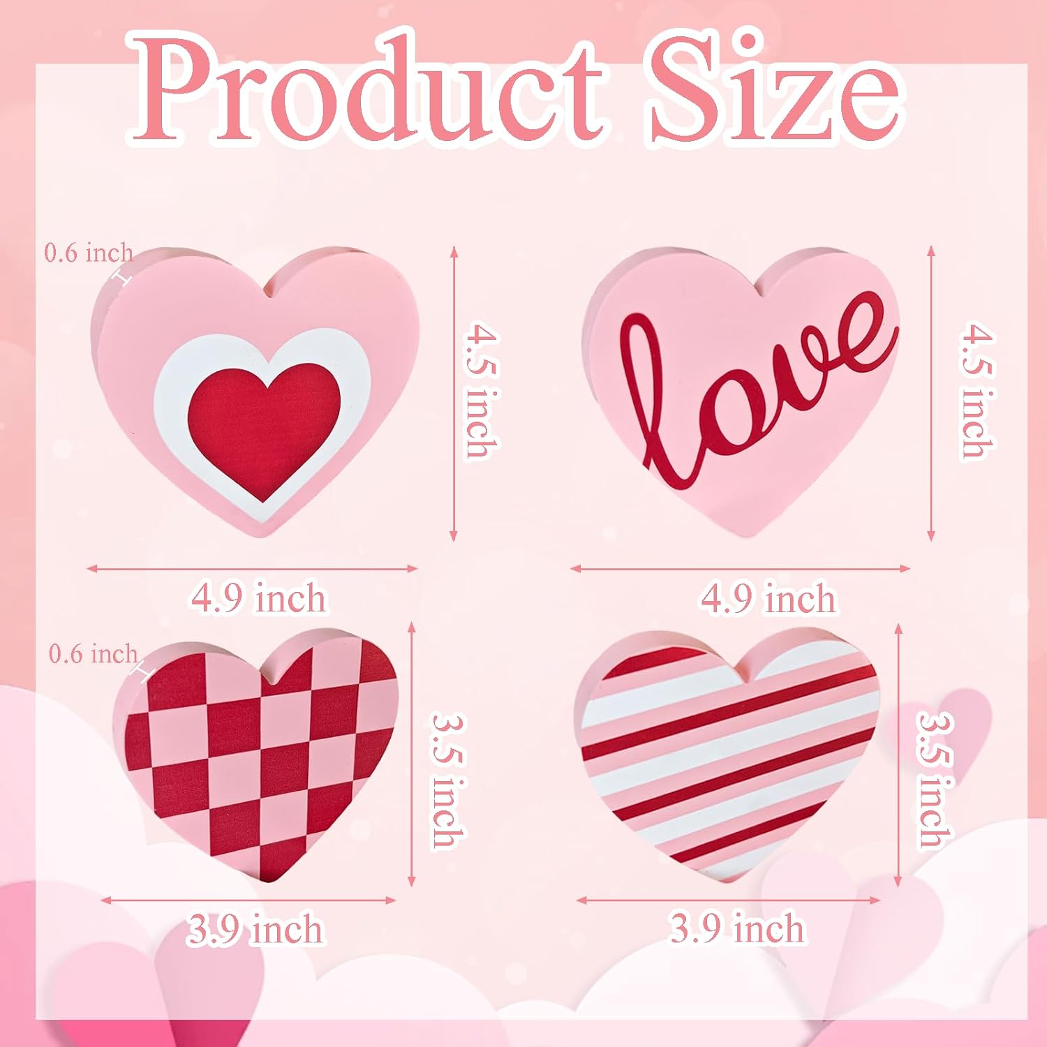 Valentine's Wooden Heart Signs for Home Decor: Tray, Shelf & Mantel (4 Styles) - Image 2
