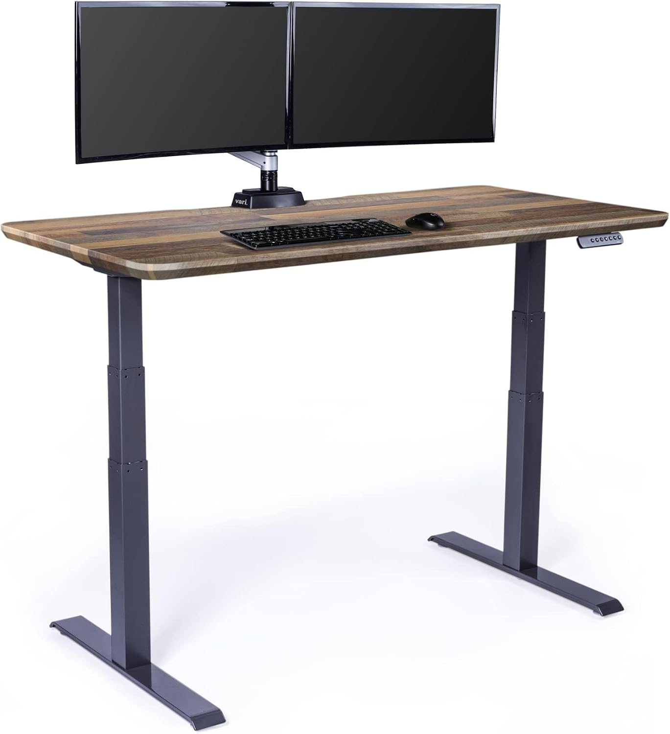 Vari Classic Electric Standing Desk – 60x30 – Reclaimed Wood/Slate | Height Adjustable Sit-Stand Desk, Dual Motor with 4 Memory Presets, Stable T-Style Legs