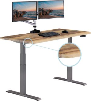 Vari ComfortEdge 60x30 Inch Adjustable Electric Standing Desk – Sit Stand VariDesk with Memory Presets, Sloped Edge, 200 LB Capacity + Tool-Free Assembly (Reclaimed Wood)