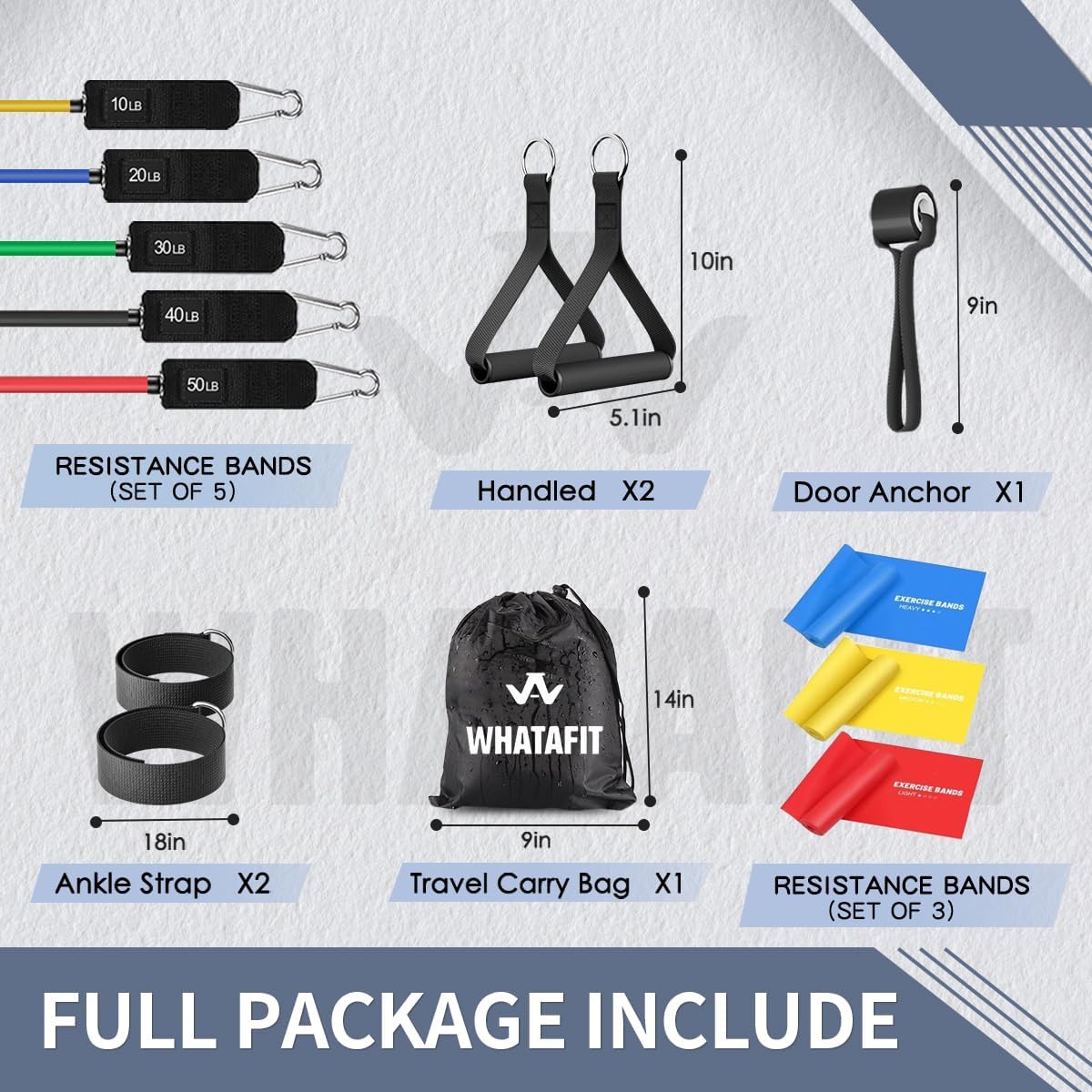 whatafit resistance bands 5 level 10 150lbs w handles anchor straps. strengthyoga home gym.jpg