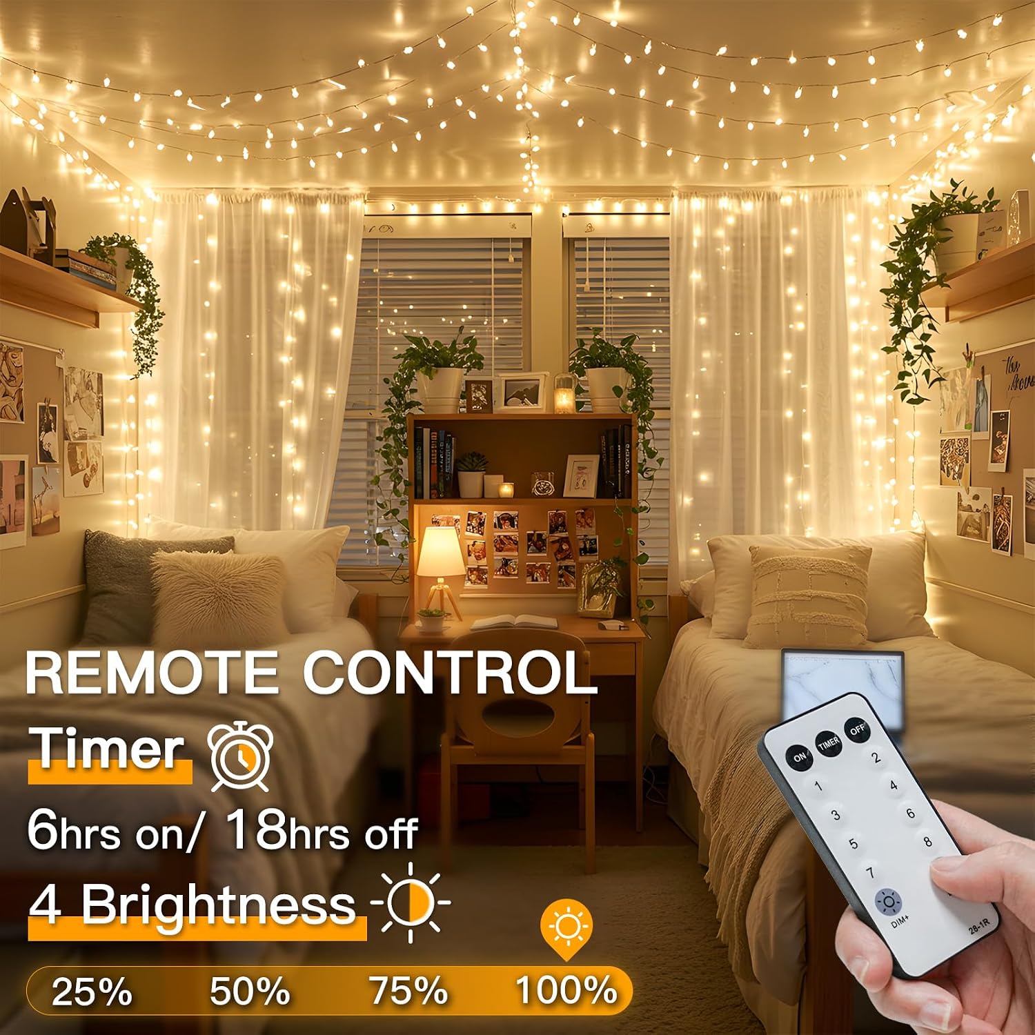 Warm White LED String Lights Review: 33ft Indoor/Outdoor, Remote Timer, 8 Modes - Image 2