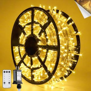 JMEXSUSS 600 LED Classroom Lights, Christmas Lights Outdoor Waterproof | 168Ft Outside String Lights Indoor Plug in for Patio Tree Room Wedding Party Christmas Pergola Decor, Remote, Clear Wire