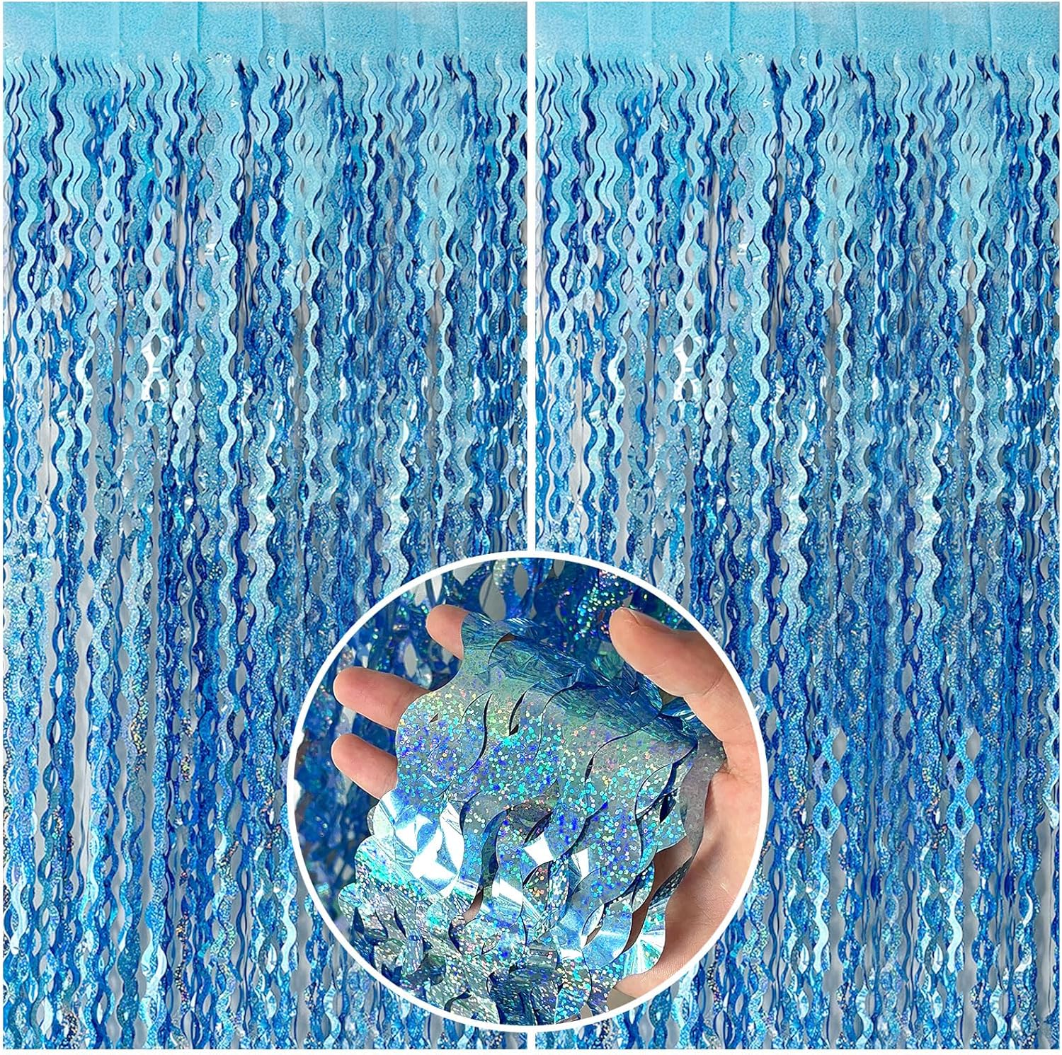 Tinsel Foil Fringe Curtains Wavy Backdrop for Parties Sparkle Metallic Wavy Foil Fringe Backdrop Curtain for Party Decorations Photo Booth Props for Birthday Graduation Wedding