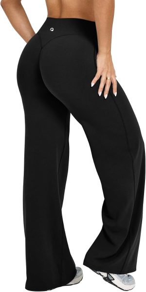 OQQ Yoga Pants Women High Waist Stretch Casual Soft Straight Leg Bottoms