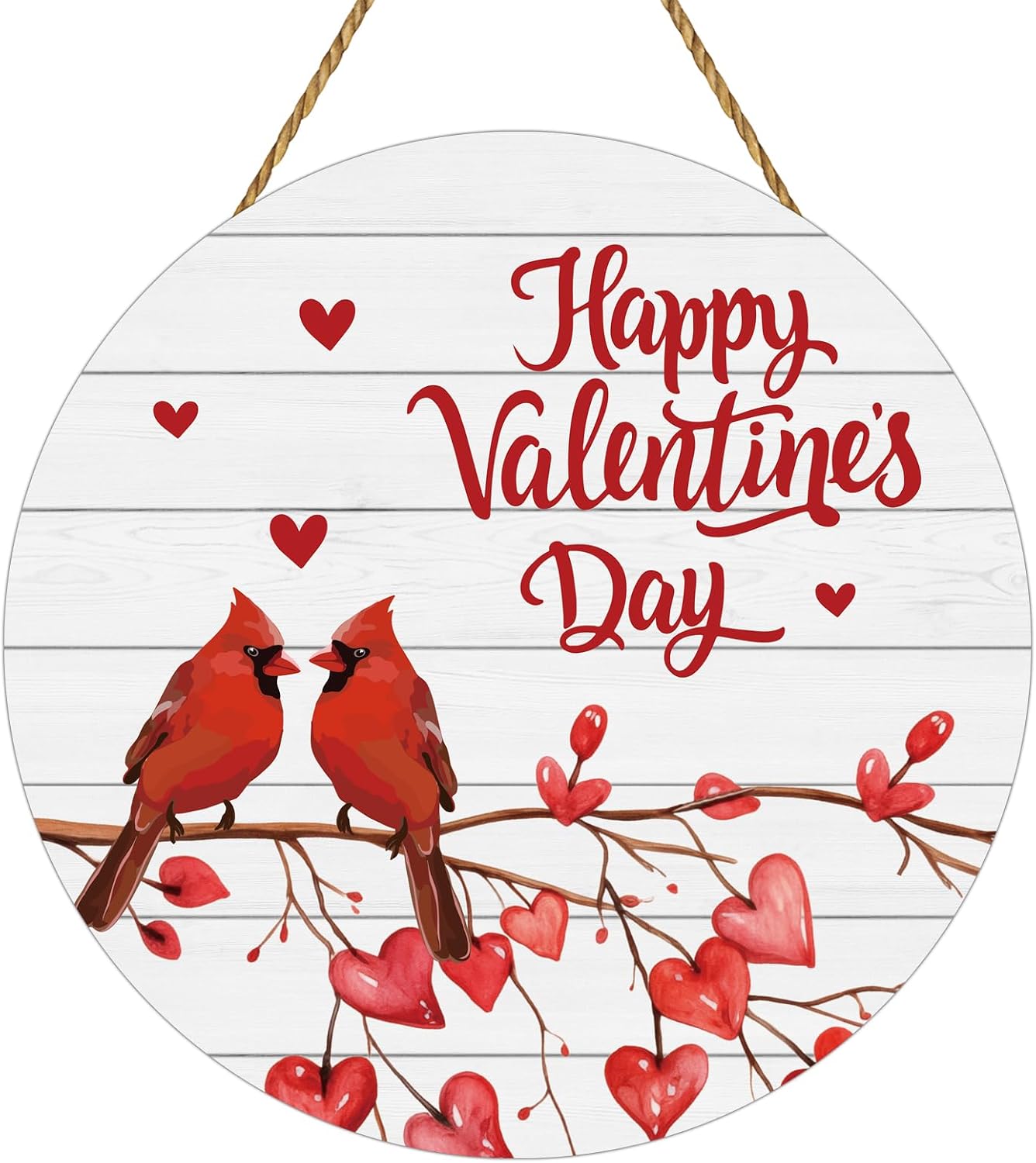 Valentines Day Decorations Happy Valentines Day Door Decorations Sign Cardinal Decor Red Birds Wreath Cardinal Wall Hanging Sign Wooden Front Door Hanger Wreath for Porch Wall Indoor Home Decor