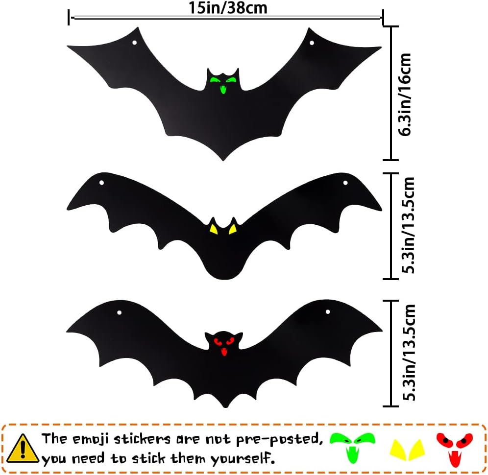 YUJUN 12PCS 3D Realistic Hanging Halloween Bats for Outdoor & Indoor Decor - Image 2
