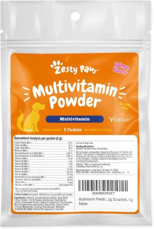 Shop Kitchen Tools & Home Decor Zesty Paws 10-in-1 Multivitamin Powder for Dogs - Gut, Immune, Joint, Skin & Coat Support, and More - Dog Food Toppers with Vitamins, Omega 3 Fish Oil & Premium VitaFiber IMO - Salmon Flavor - 5 Ct