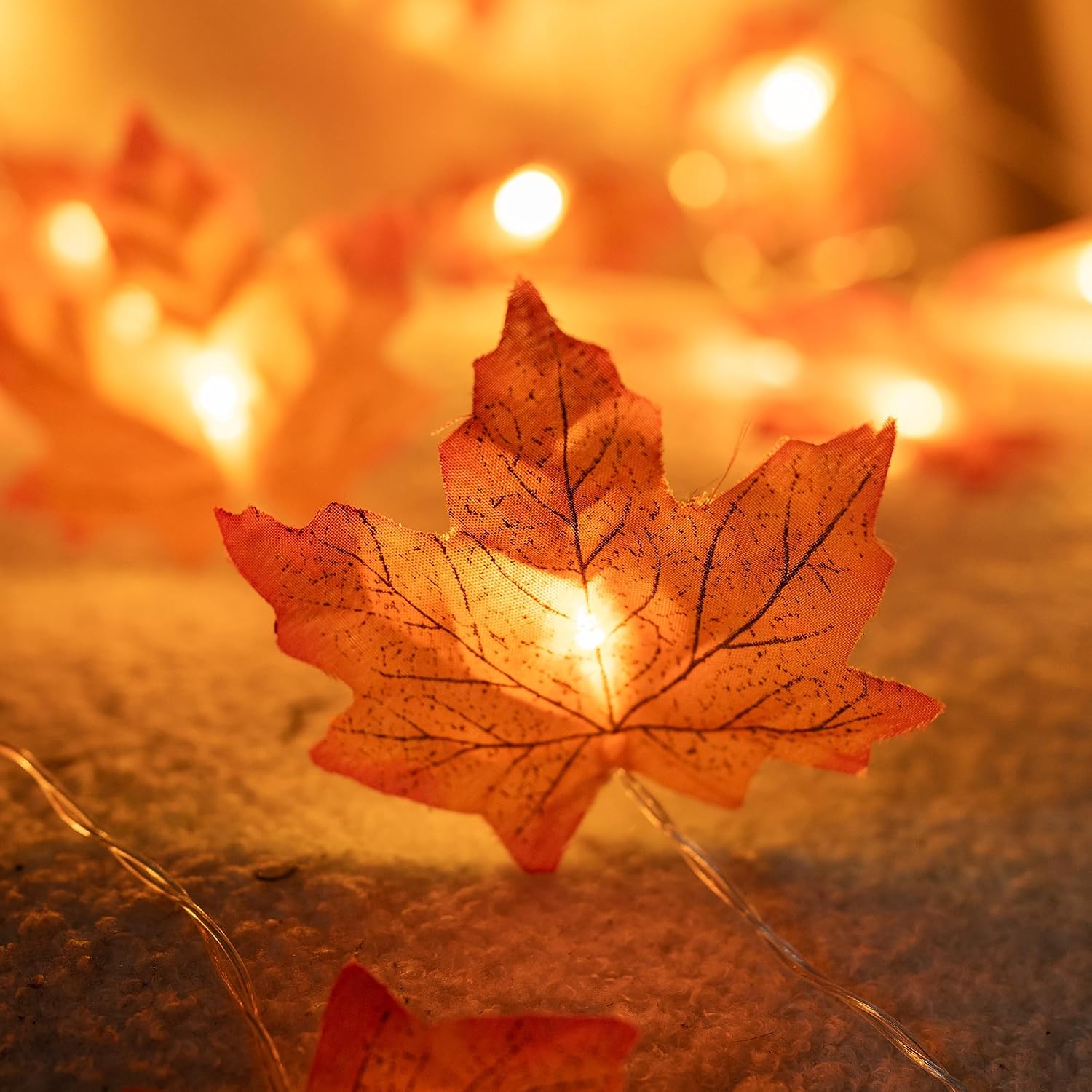 2-Pack 20FT Battery Maple Leaf String Lights: 40 LED Fall Harvest Decor - Image 3