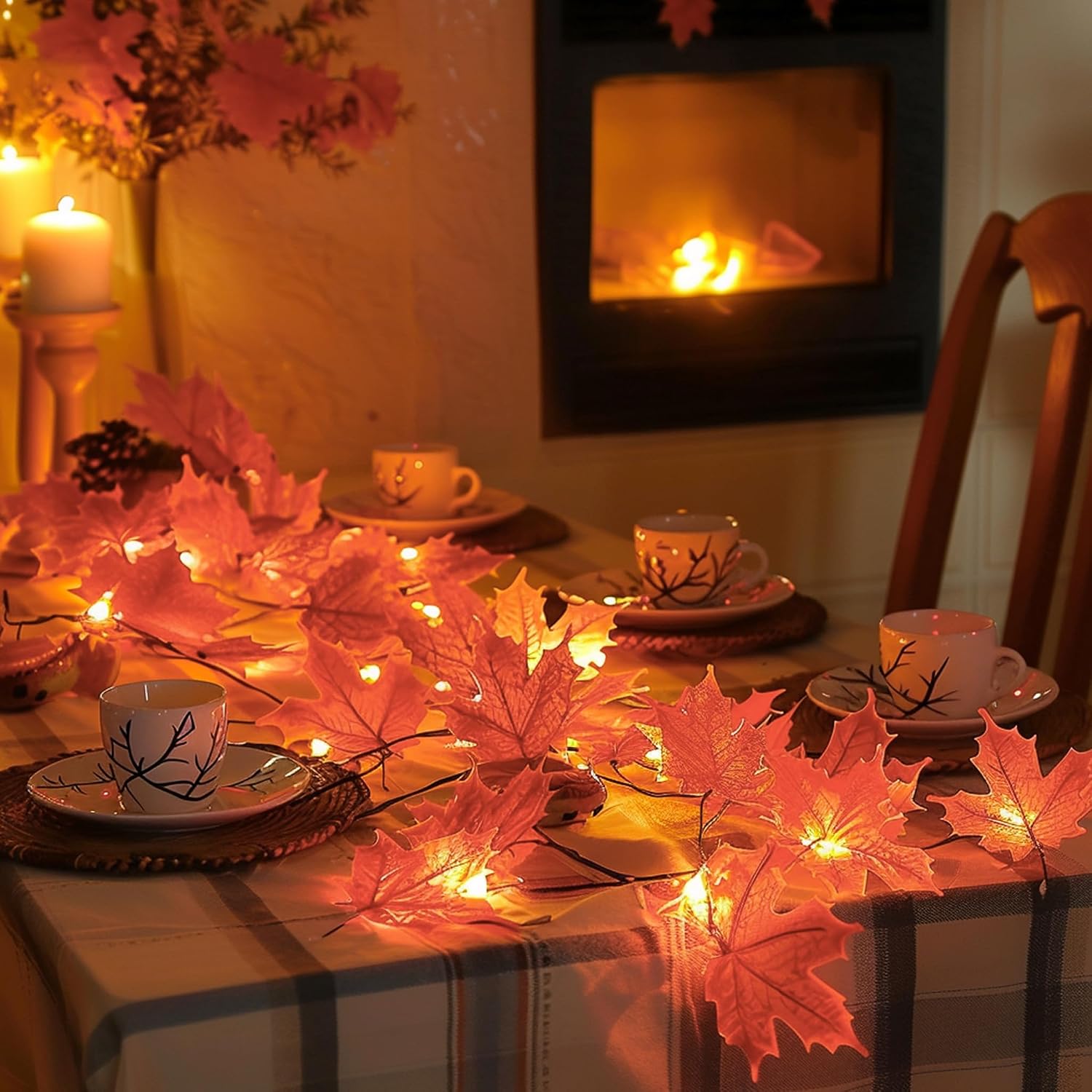 2-Pack 20FT Battery Maple Leaf String Lights: 40 LED Fall Harvest Decor - Image 5